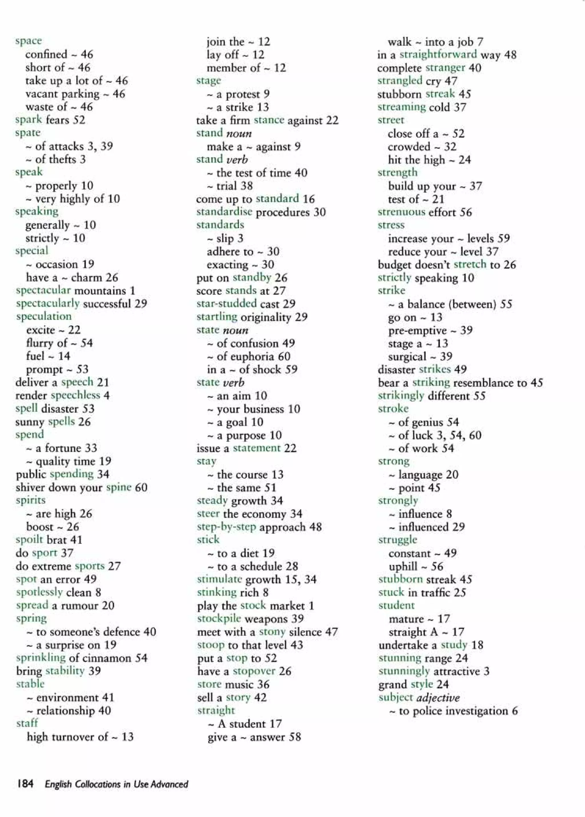 English collocations advanced
