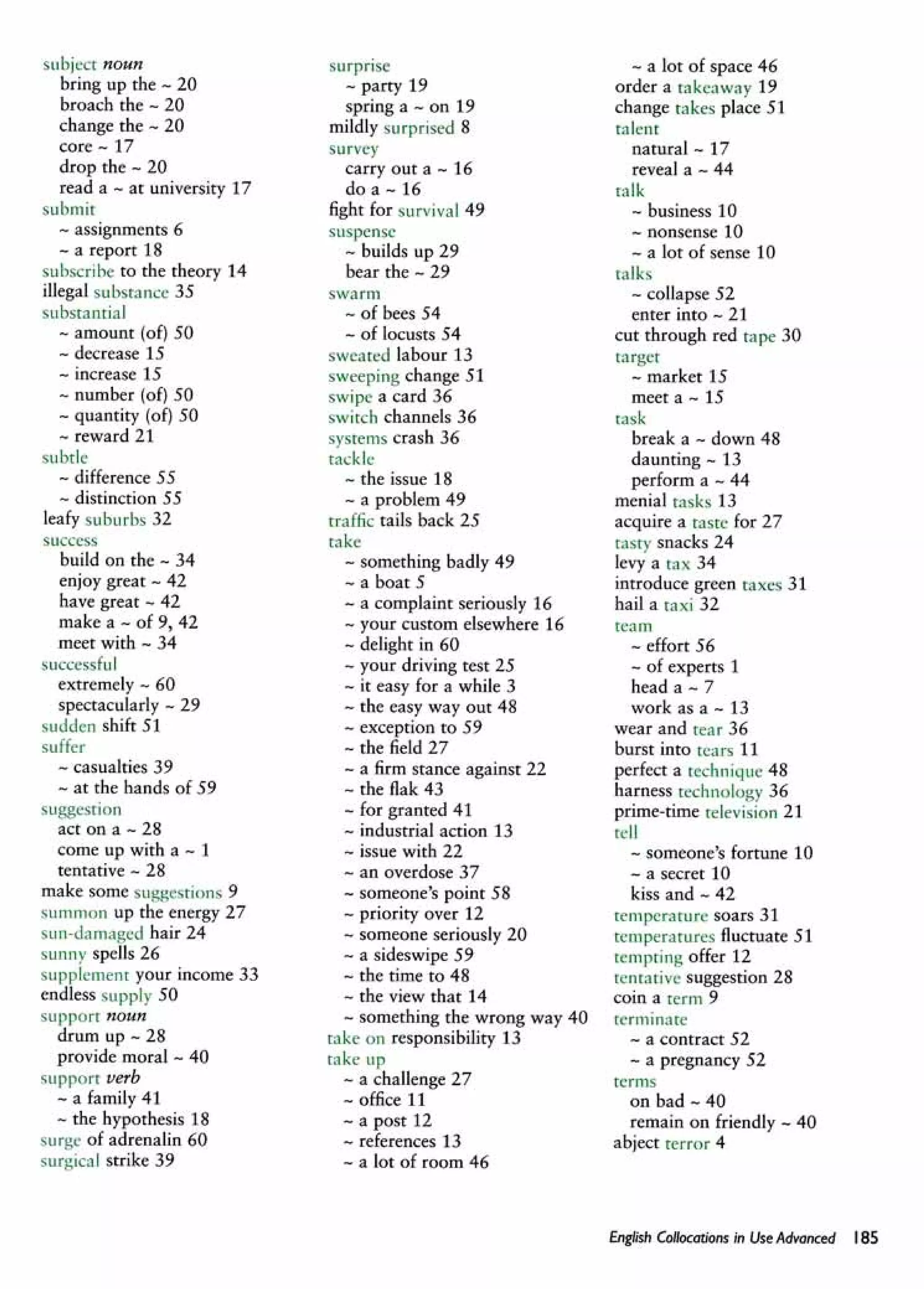 English collocations advanced