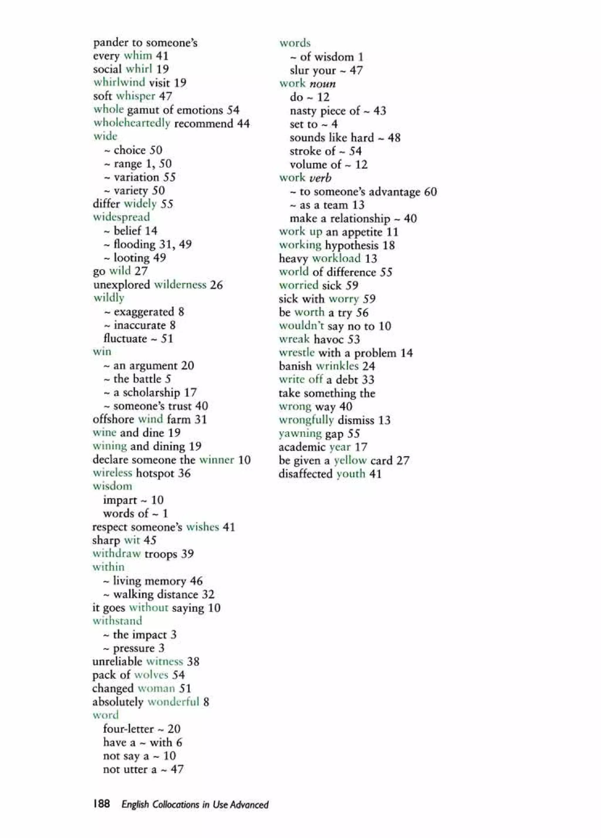 English collocations advanced