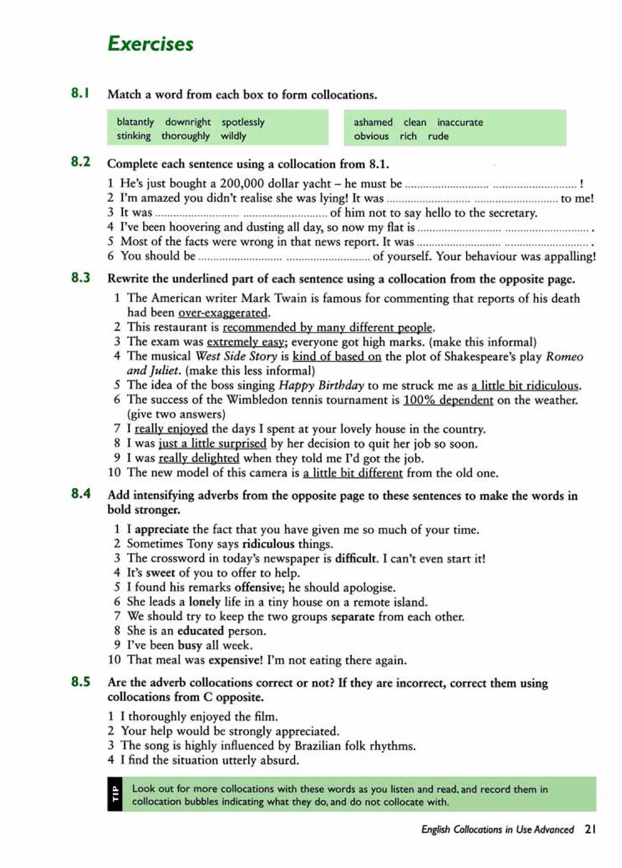 English collocations advanced
