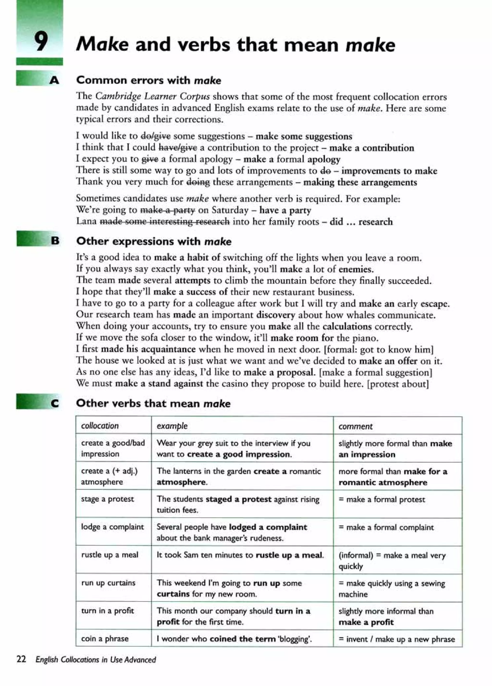 English collocations advanced