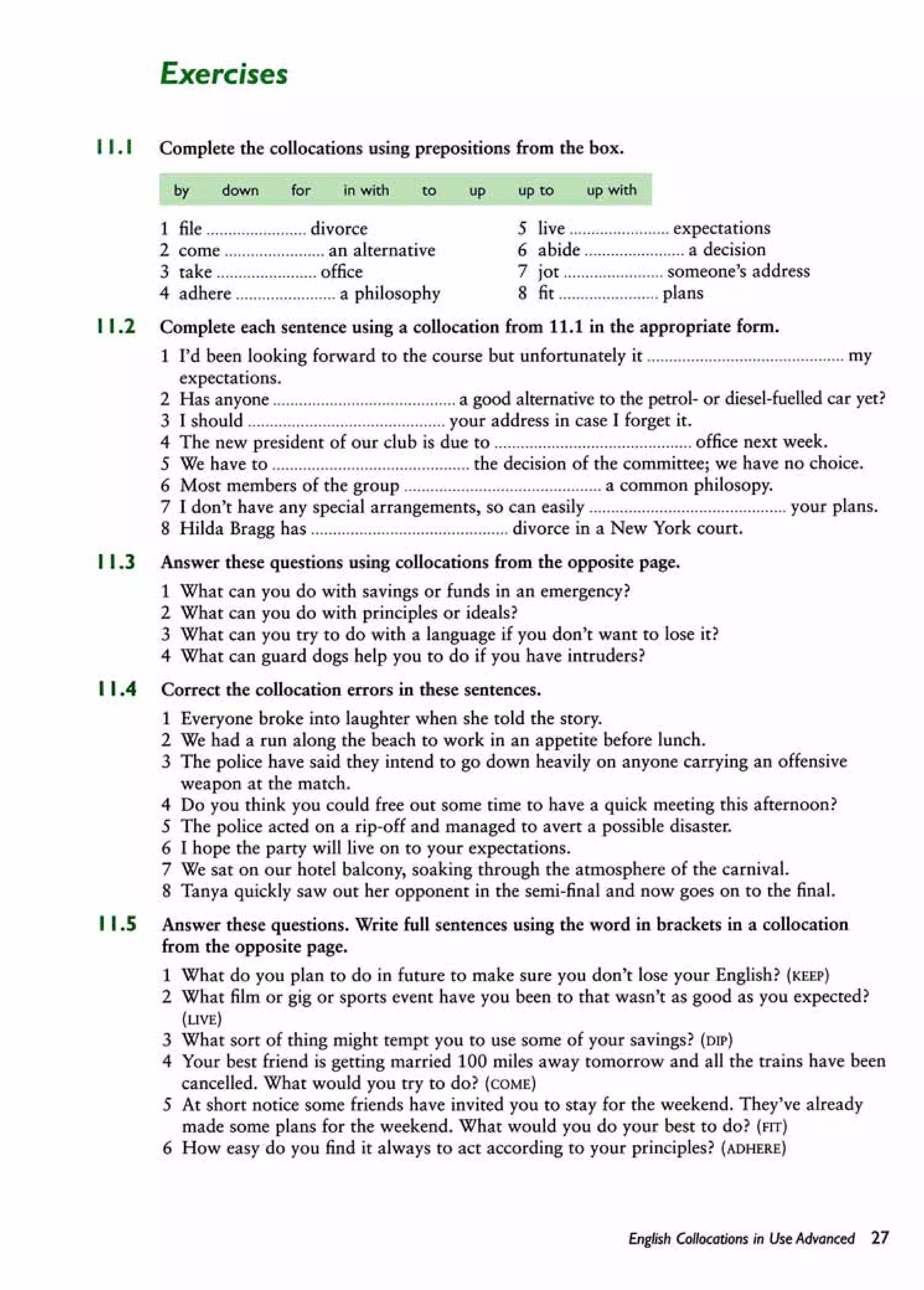 English collocations advanced