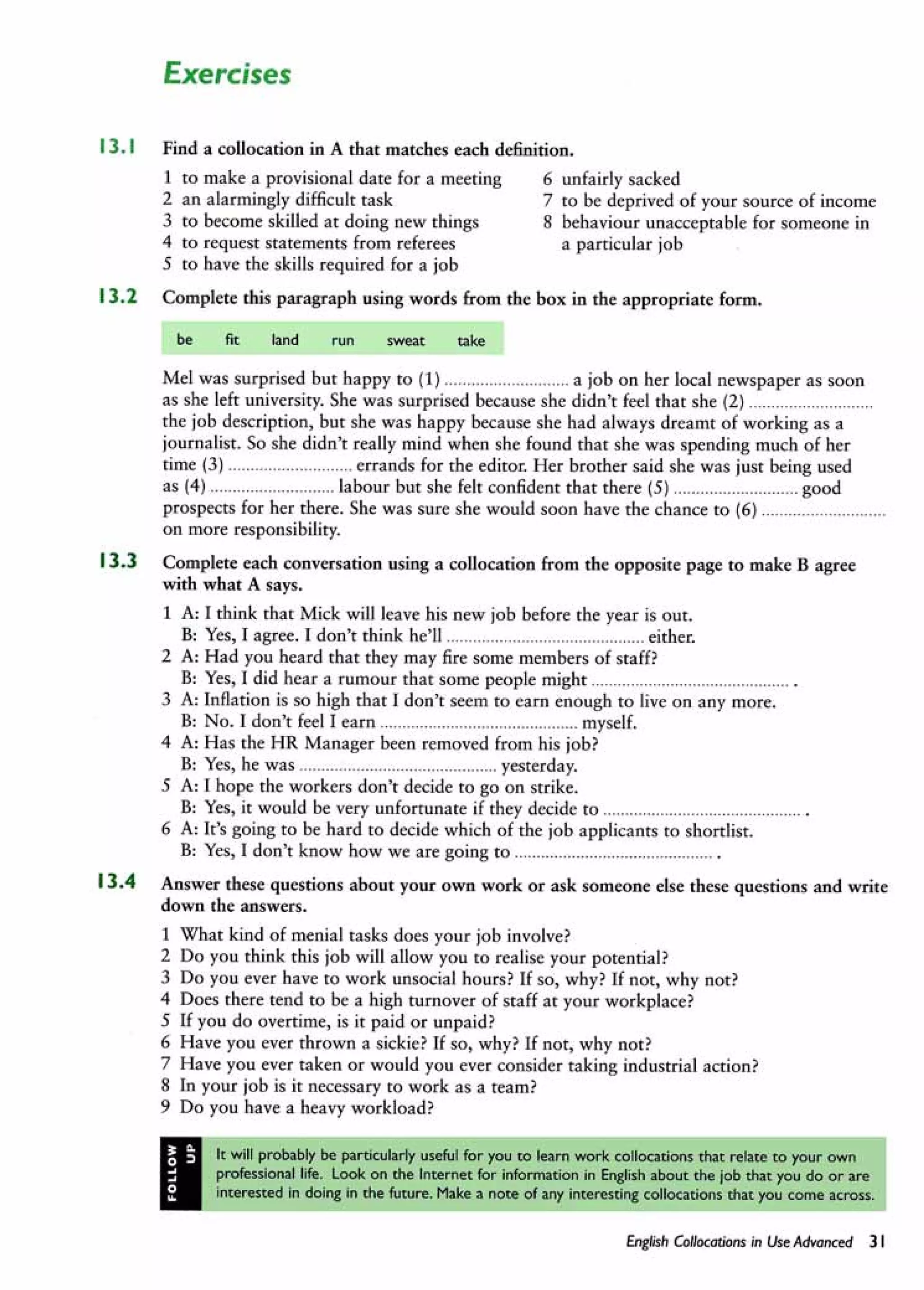 English collocations advanced