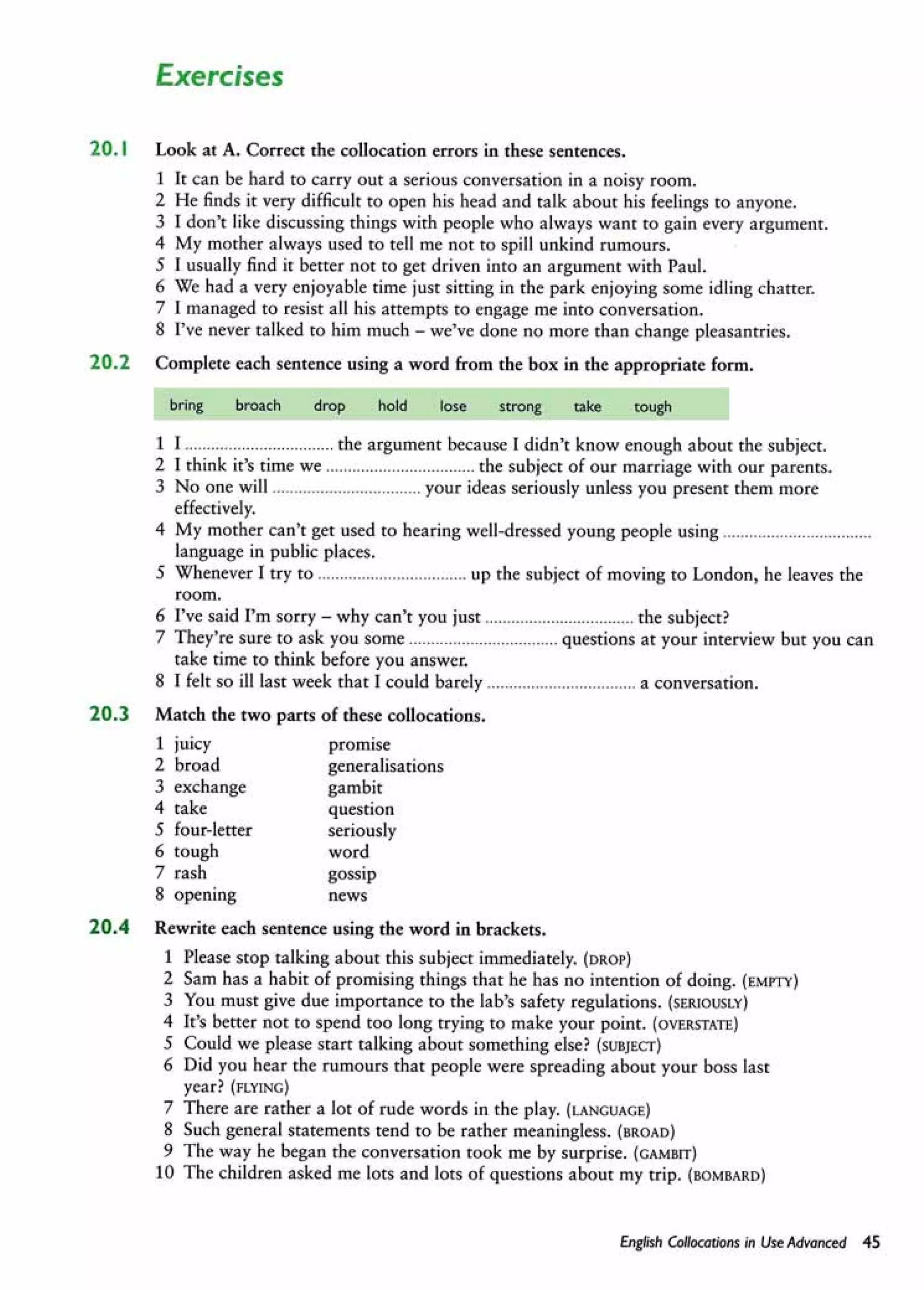 English collocations advanced