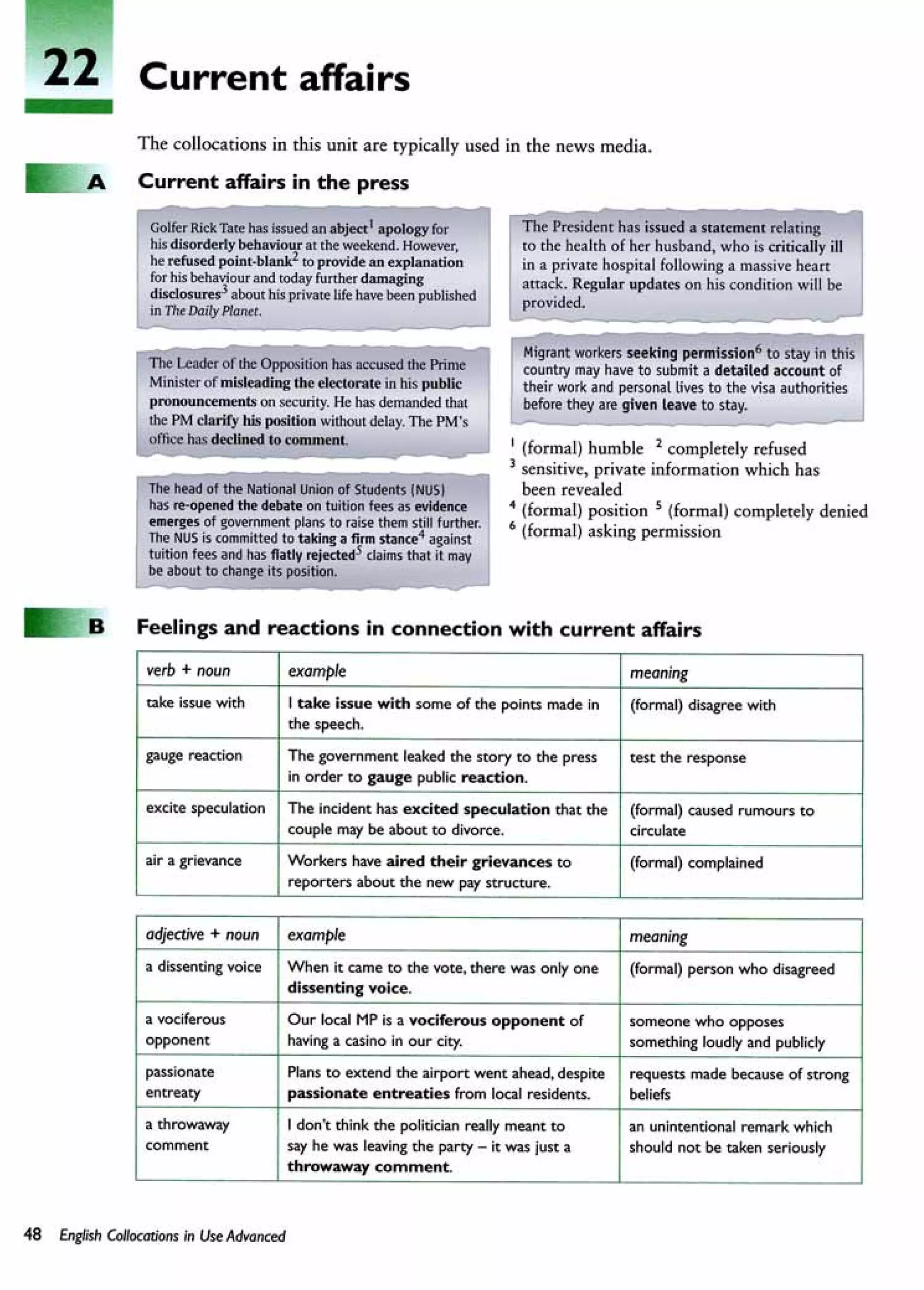 English collocations advanced