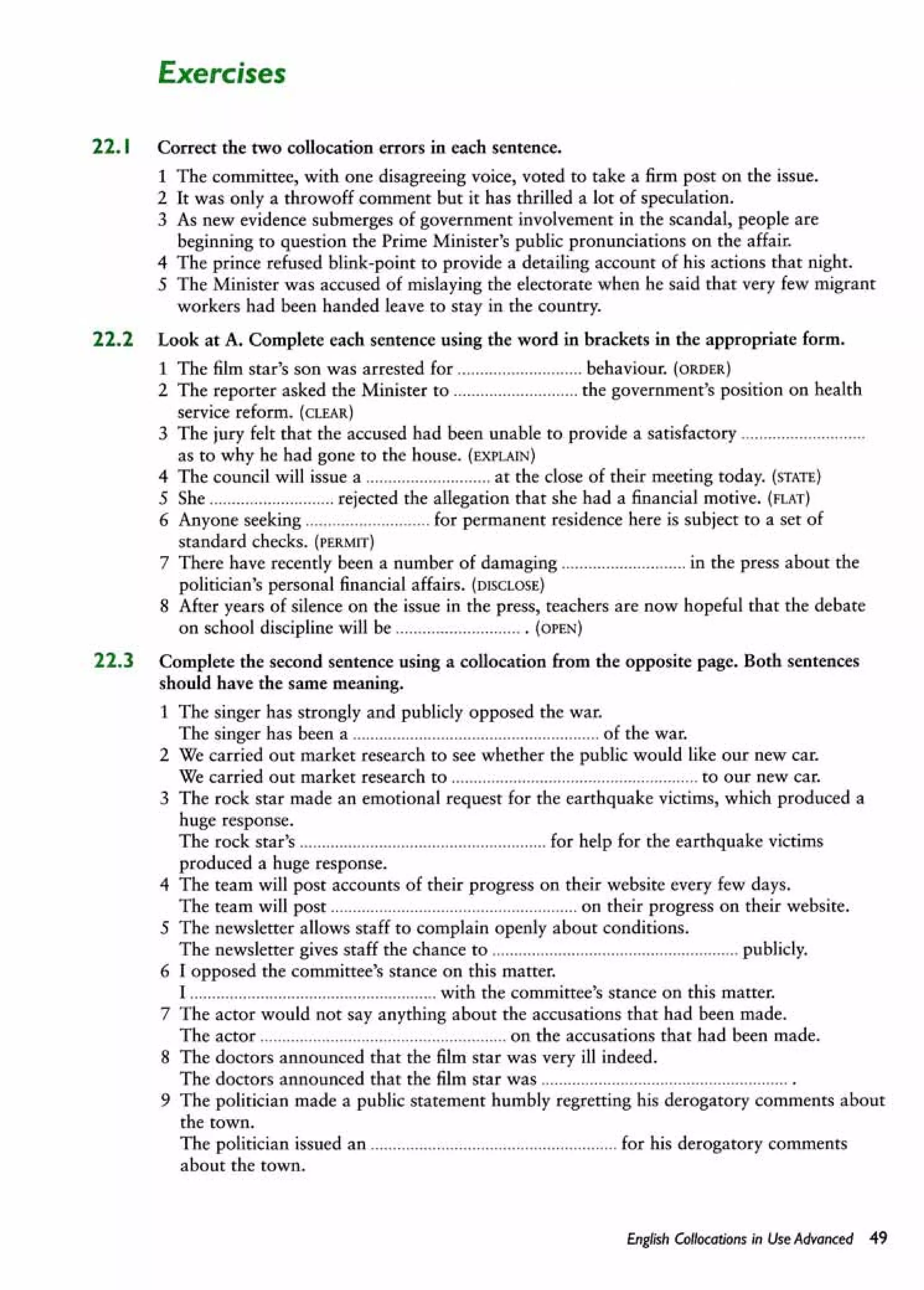 English collocations advanced