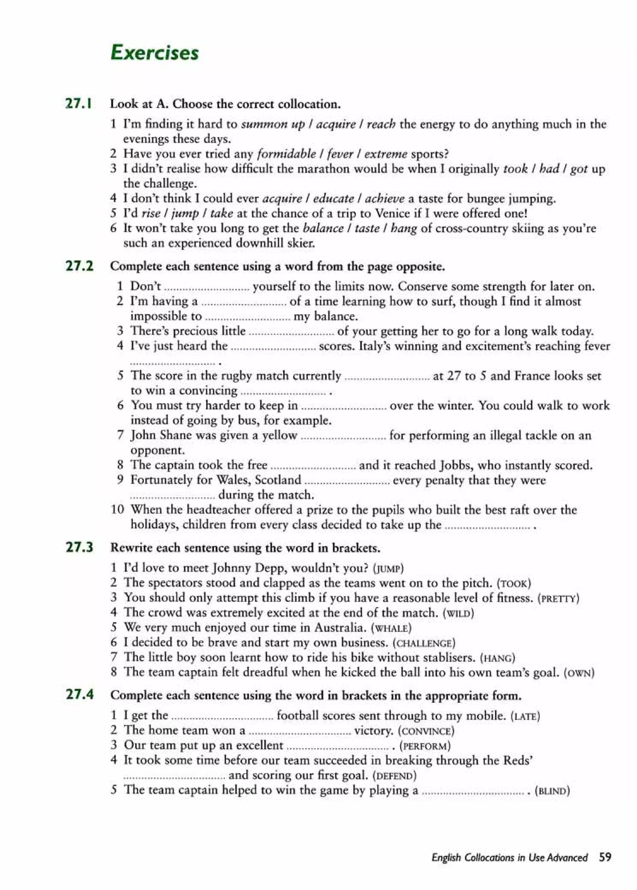 English collocations advanced