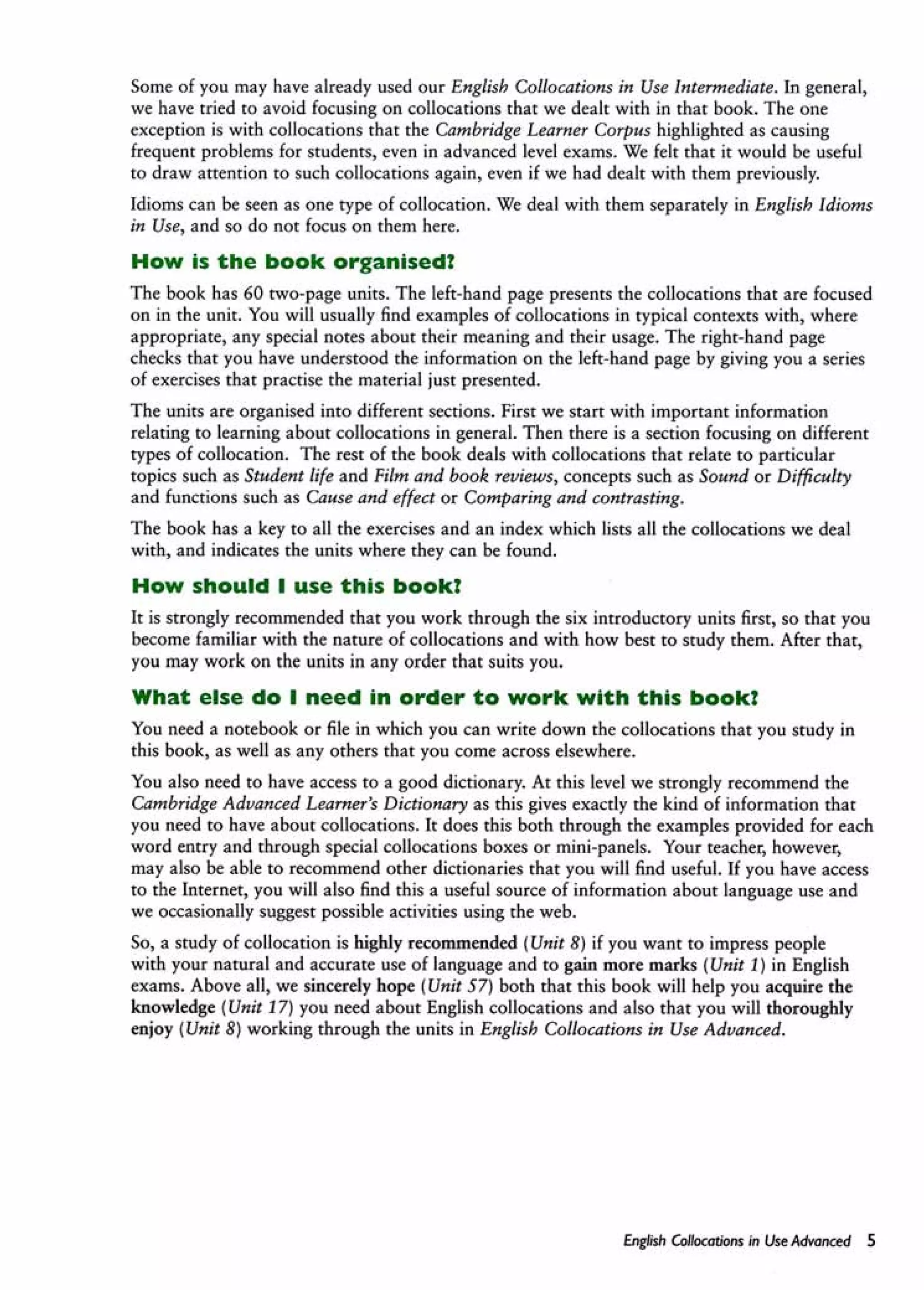 English collocations advanced