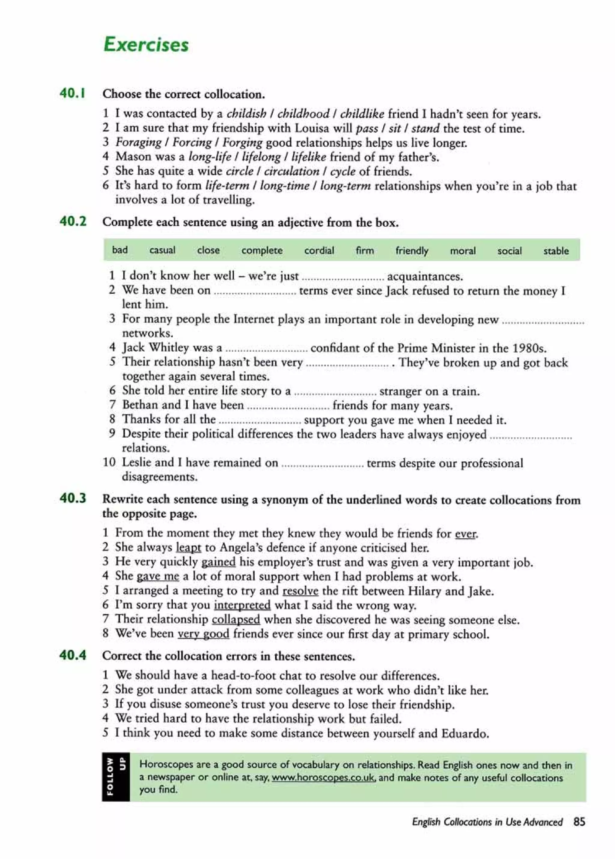 English collocations advanced