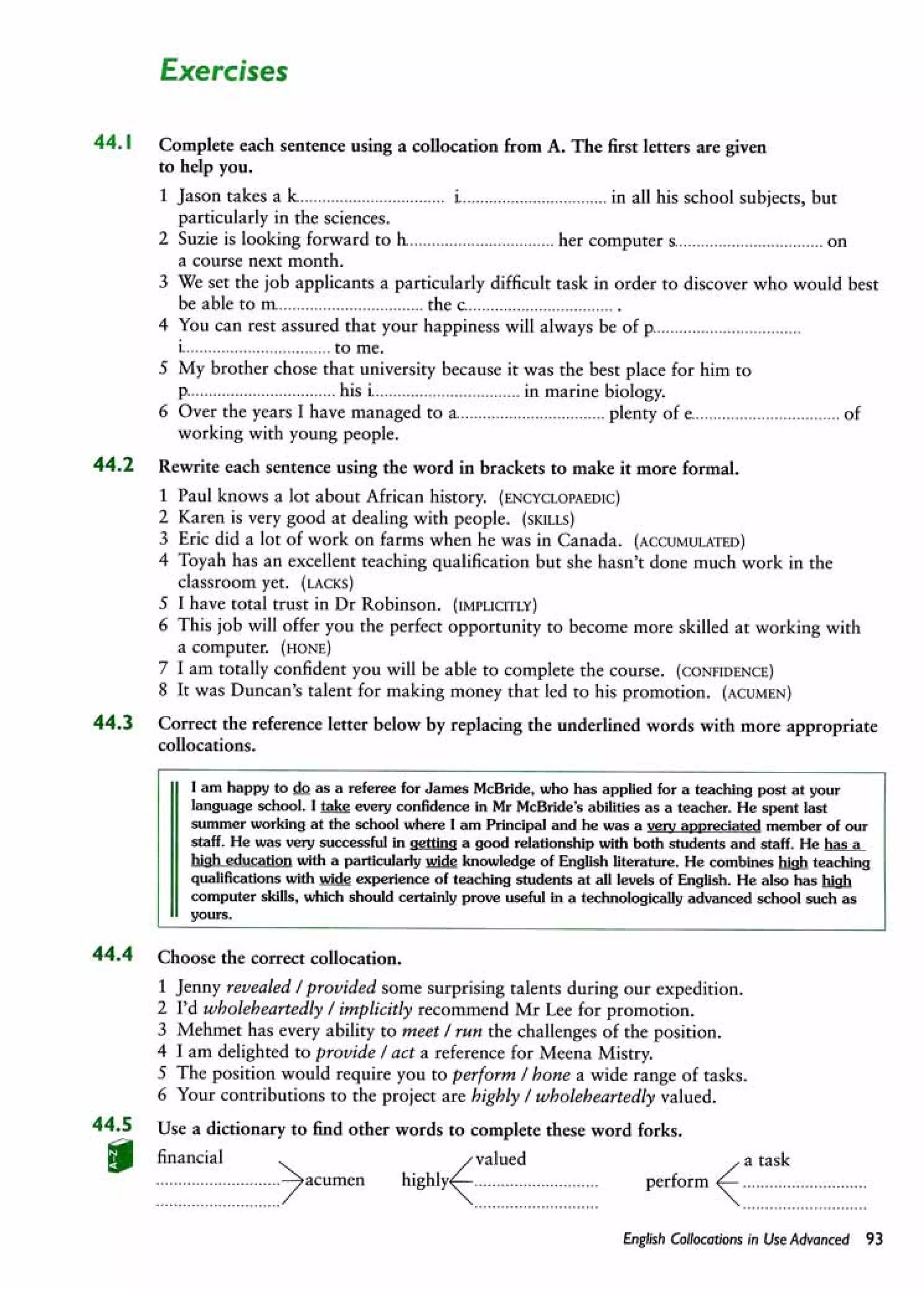 English collocations advanced