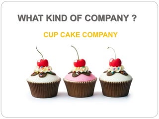WHAT KIND OF COMPANY ?
CUP CAKE COMPANY
 