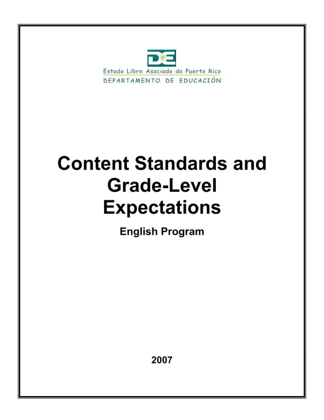 English content standards and grade level expectations | PDF