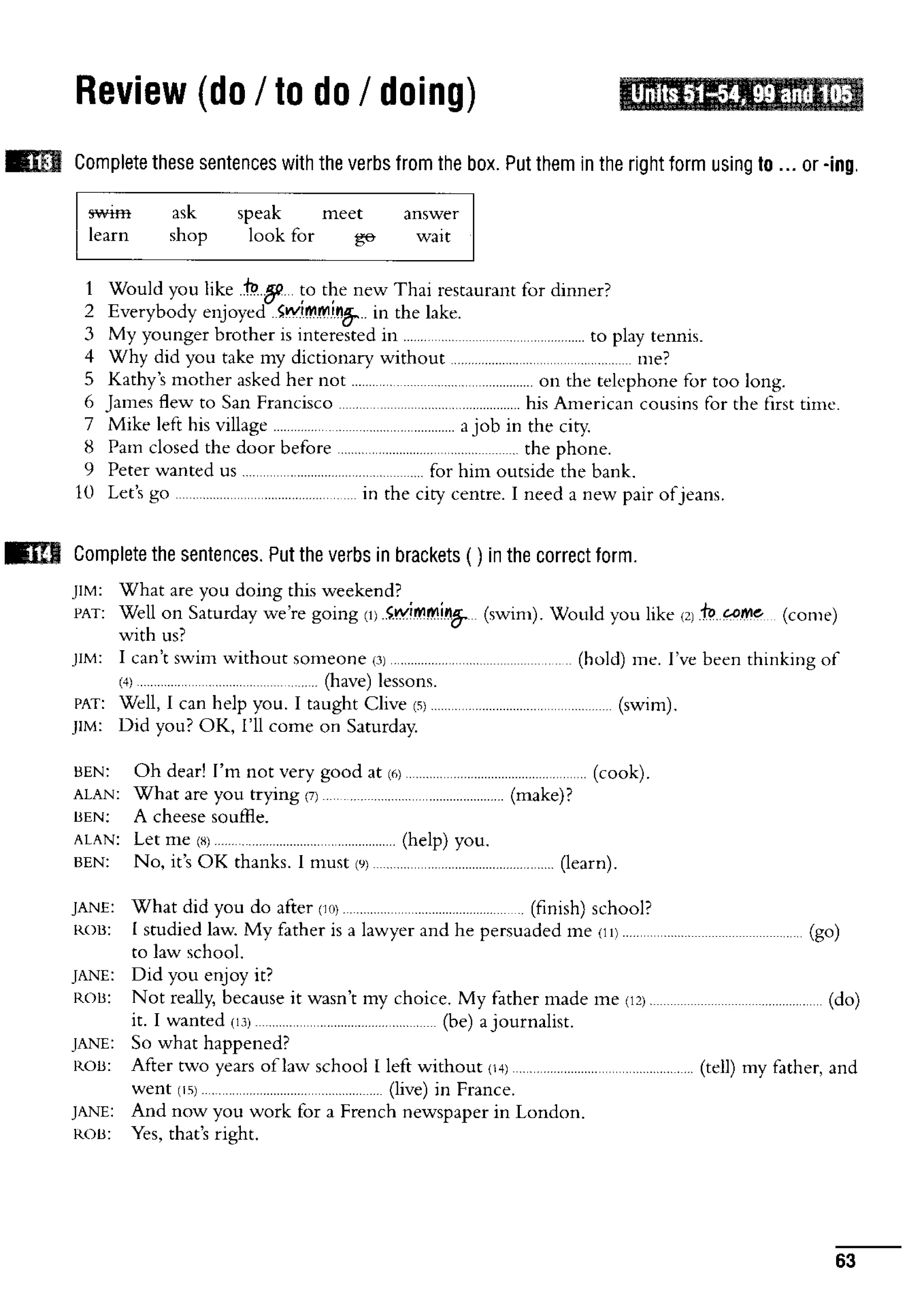 English course: essential grammar in use supplementary exercises