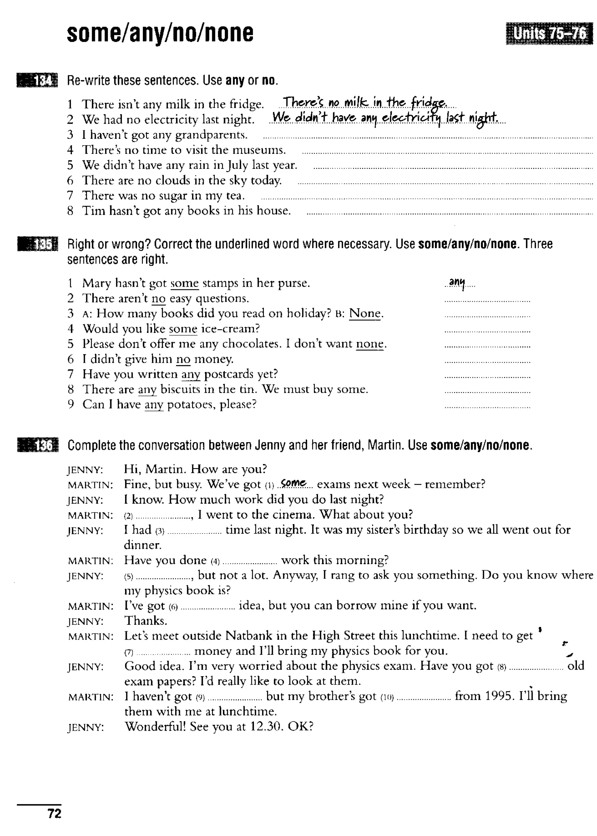 English course: essential grammar in use supplementary exercises