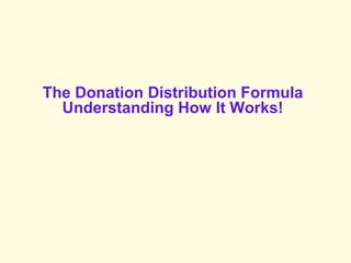 The Donation Distribution Formula
Understanding How It Works!
 