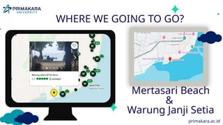 WHERE WE GOING TO GO?
primakara.ac.id
Mertasari Beach
&
Warung Janji Setia
 