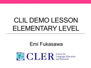 CLIL DEMO LESSON
ELEMENTARY LEVEL
Emi Fukasawa
 