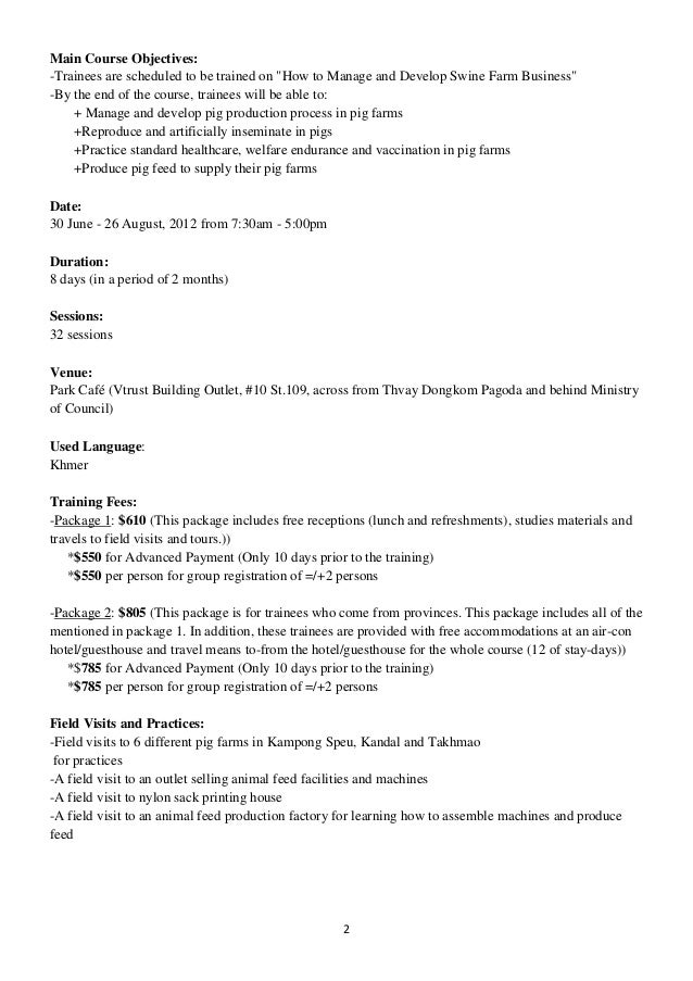 English Details Of Training Course In Swine Farm Management
