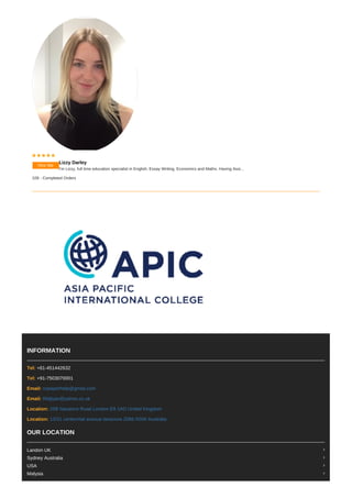 Hire Me
    
Lizzy Darley
I'm Lizzy, full time education specialist in English, Essay Writing, Economics and Maths. Having Assi...
109 - Completed Orders
INFORMATION
Tel: +61-451442632
Tel: +91-7503070001
Email: ozpaperhelp@gmail.com
Email: Rbijlyan@yahoo.co.uk
Location: 25B Navarino Road London E8 1AD United Kingdom
Location: 13/31 centennial avenue lanecove 2066 NSW Australia
OUR LOCATION
Landon UK 
Sydney Australia 
USA 
Malysia 
 