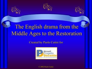 © 2002 Paolo Cutini
Created by Paolo Cutini for
The English drama from the
Middle Ages to the Restoration
 
 