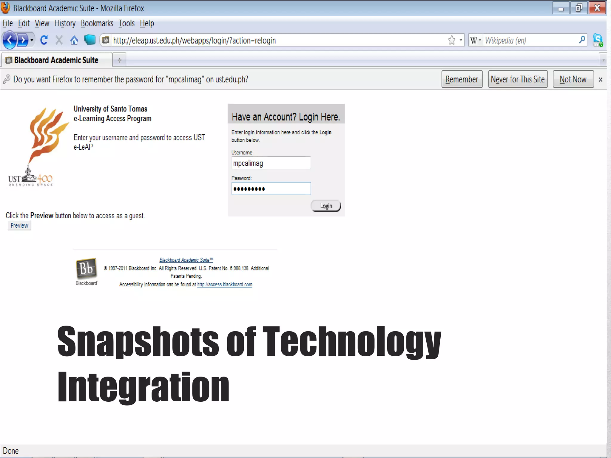 Snapshots of Technology Integration 