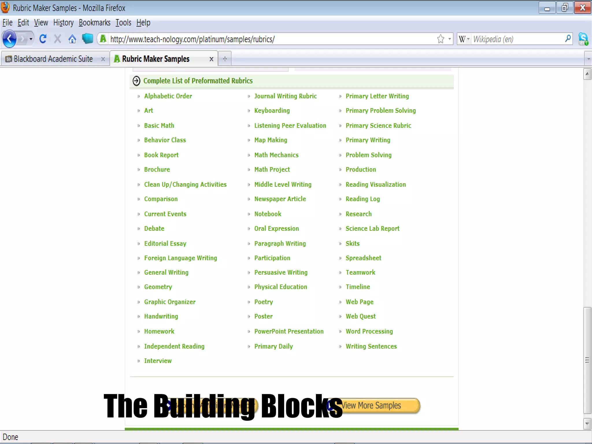 The Building Blocks 