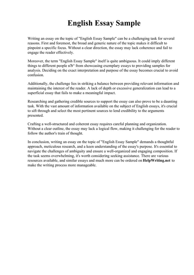 English Essay Sample | PDF