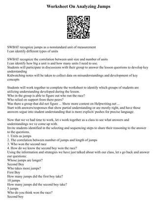 Swbat Worksheets English Essays For School Students. 247 College Ho | PDF