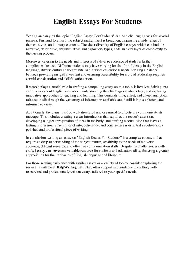 English Essays For Students pdf English essays for students pdf