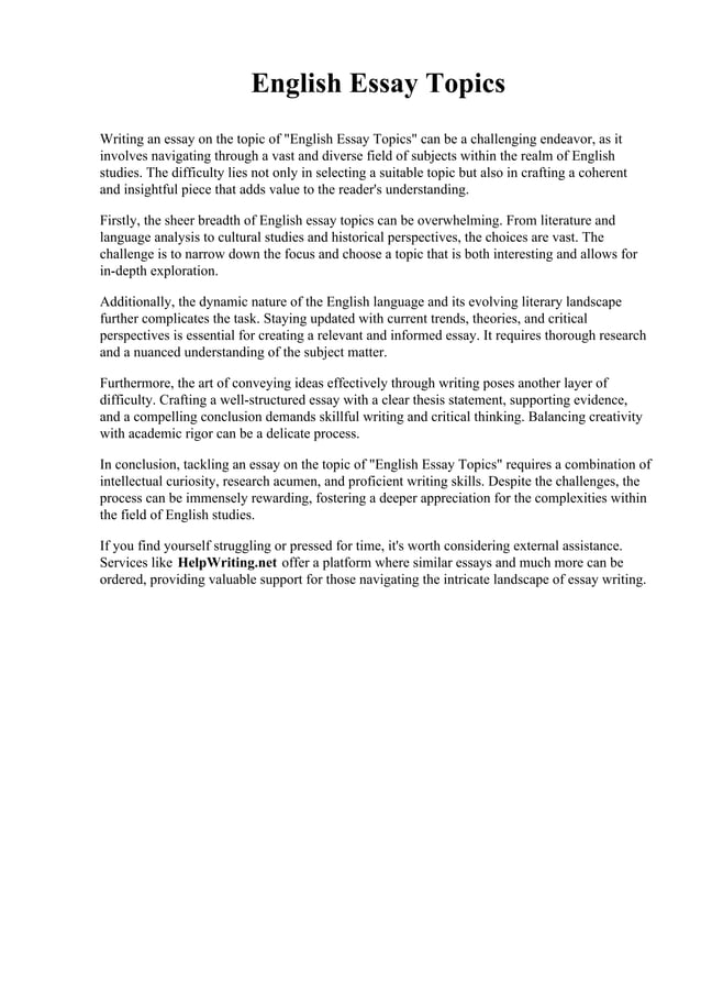 College English Essay Topics