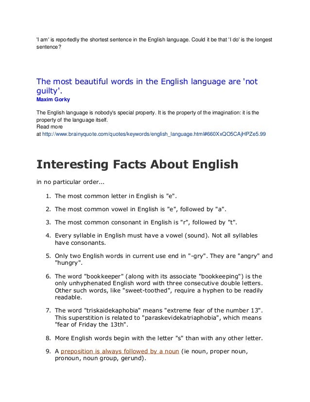 english facts what is the most common letter