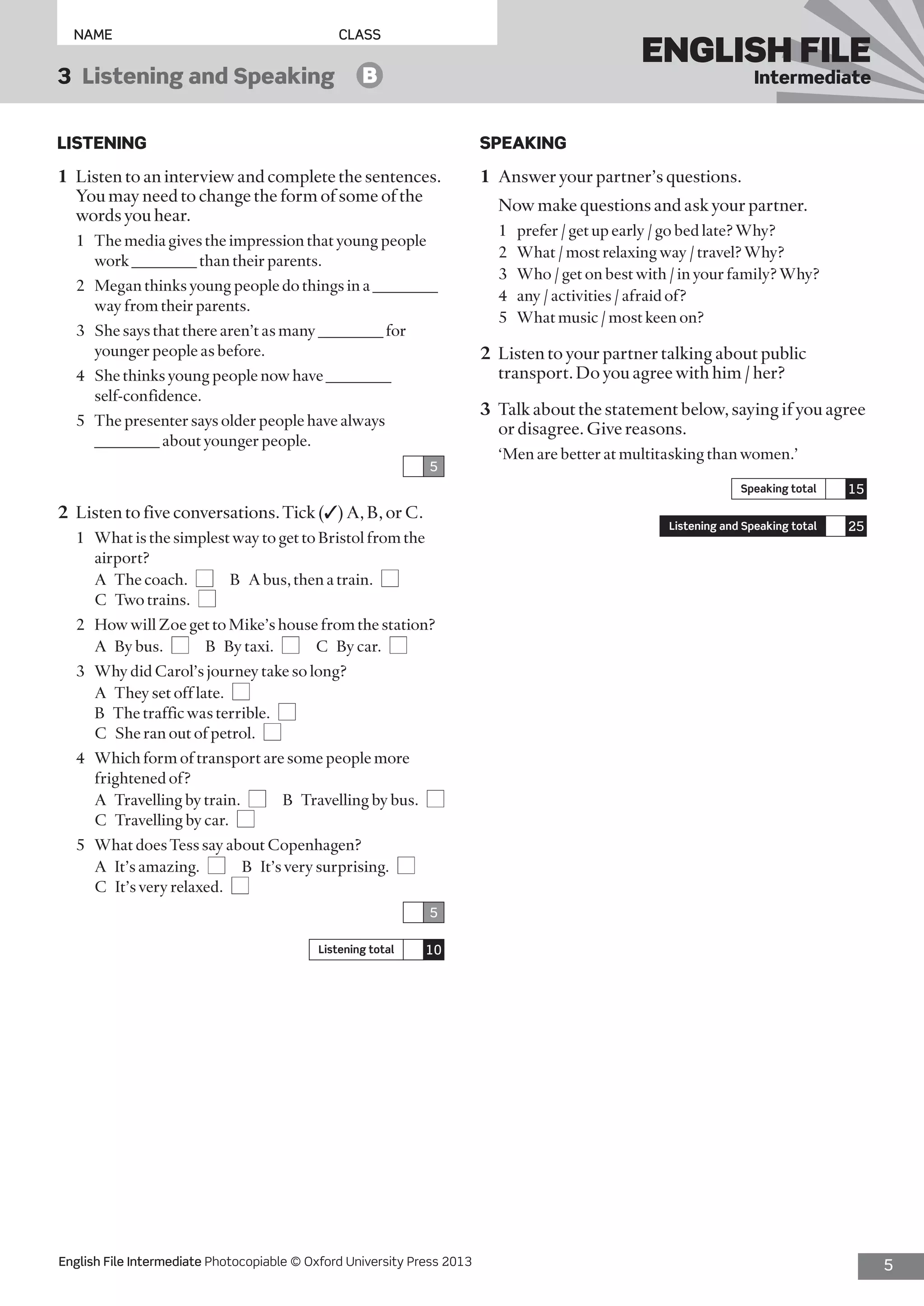 English file intermediate 3 | PDF