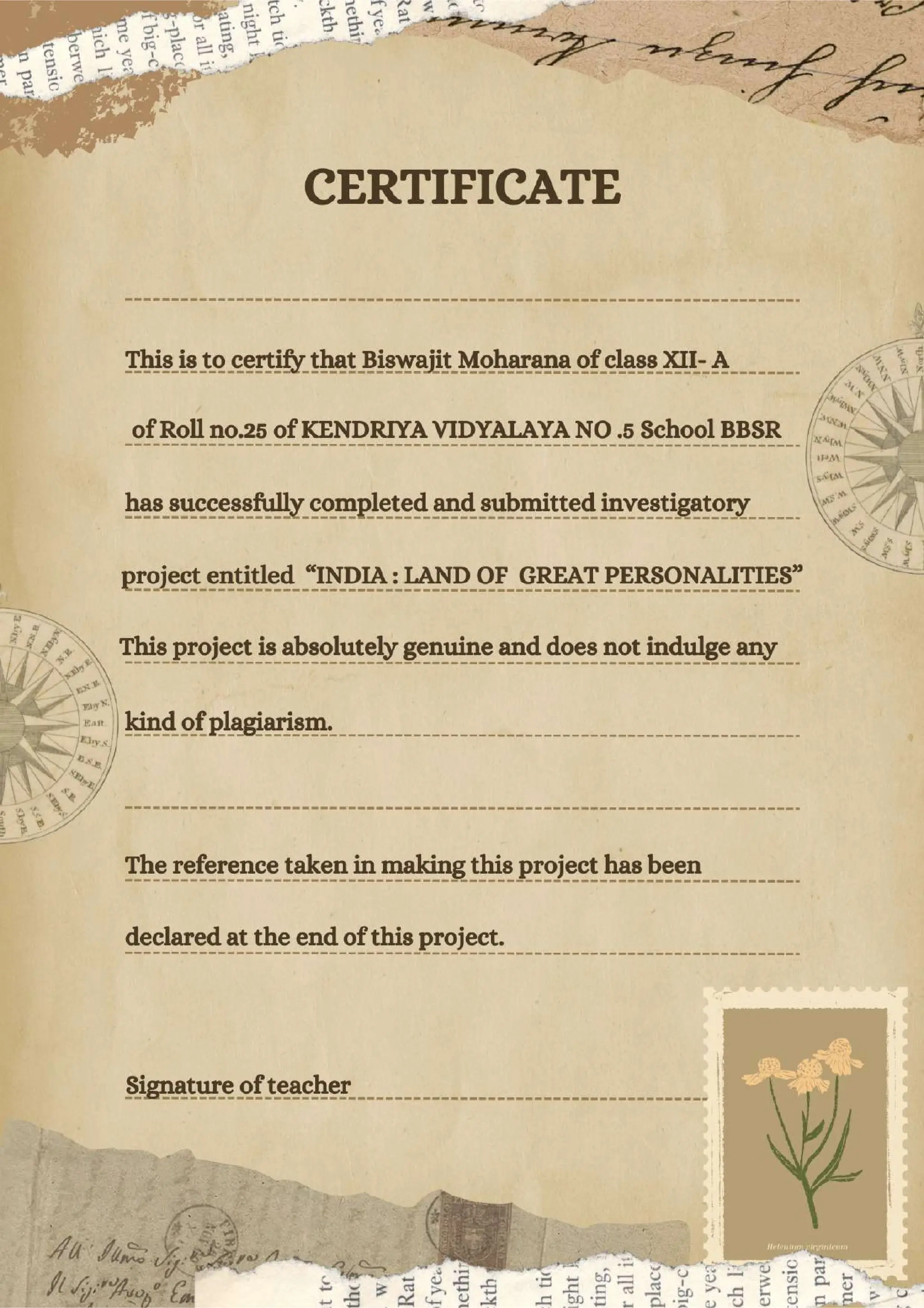 class 12 English Investigatory project on India: Land of great ...