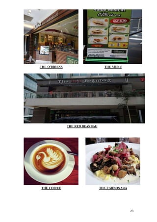 23
THE O’BRIENS THE MENU
THE RED BEANBAG
THE CARBONARA
THE COFFEE
 