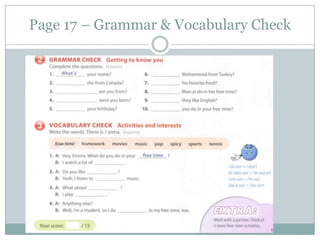 Page 17 – Grammar & Vocabulary Check
 