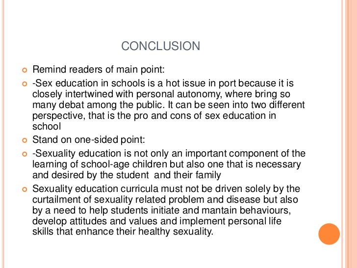 essay about material sex education