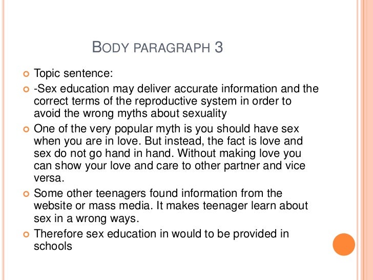 topic sentence about sex education