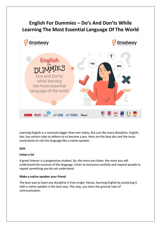 English for dummies do’s and don’ts while learning the most essential