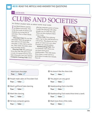 143
READ THE ARTICLE AND ANSWER THE QUESTIONS
 