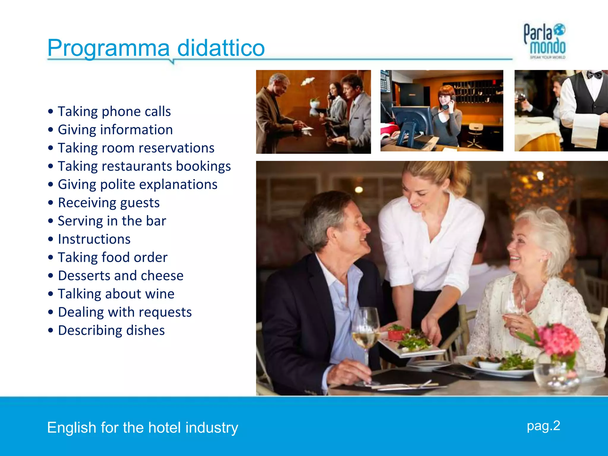 English for the hotel industry - Inglese per il settore alberghiero | PPTX
