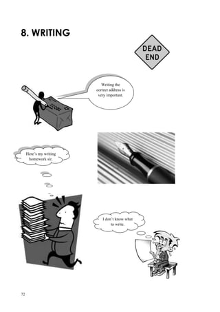 72
8. WRITING
Writing the
correct address is
very important.
Here’s my writing
homework sir.
I don’t know what
to write.
 