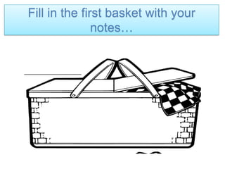 Fill in the first basket with your
notes…
 