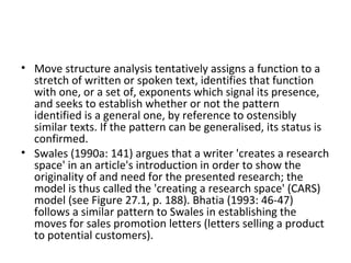 Move Structure Model English for Specific Purposes by Tony Dudley Evans | PPT