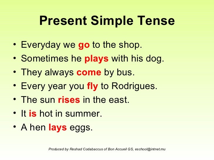 English For Standard III Verbs And Tenses
