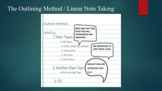 The Outlining Method / Linear Note Taking
 
