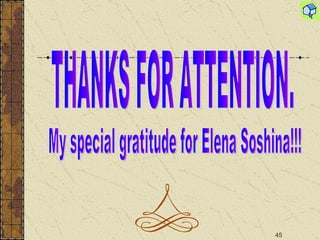 THANKS FOR ATTENTION. My special gratitude for Elena Soshina!!! 