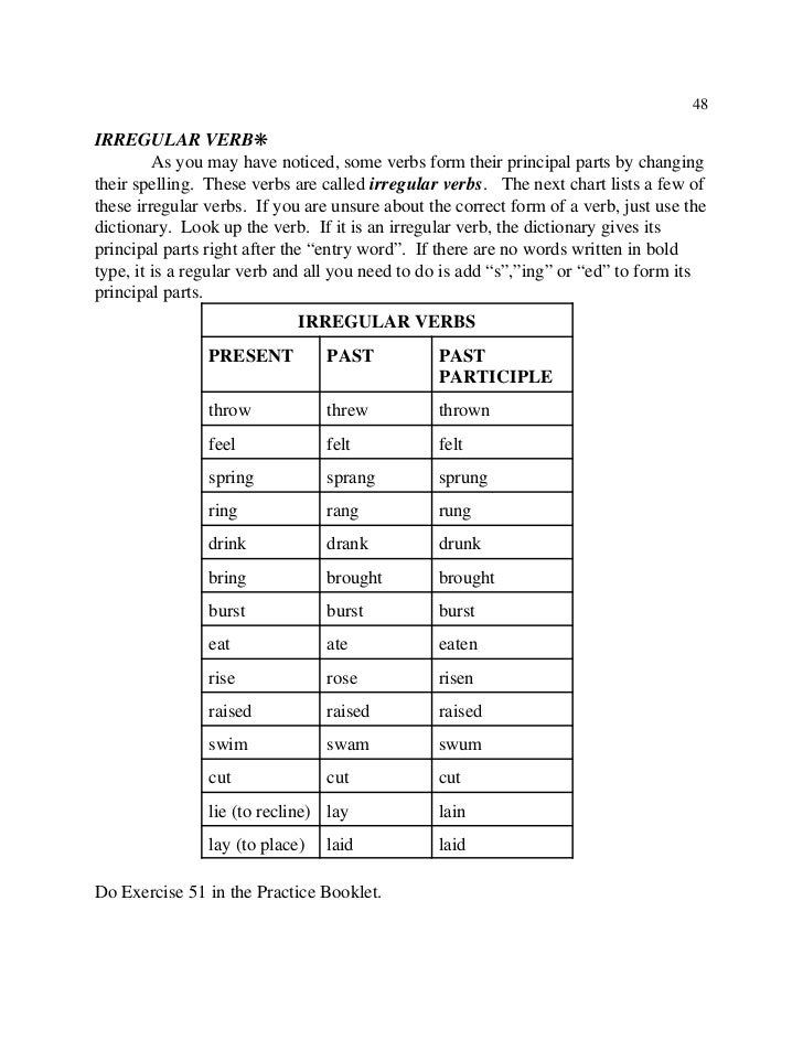 Four Principal Parts Of Verbs Exercises - ExerciseWalls