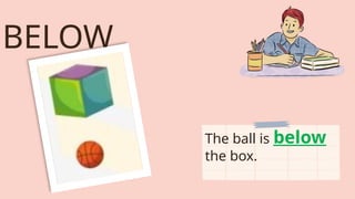 BELOW
The ball is below
the box.
 