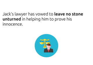 Jack’s lawyer has vowed to leave no stone
unturned in helping him to prove his
innocence.
 