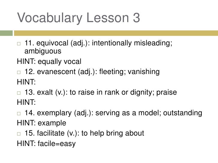 English I Honors Vocab 3